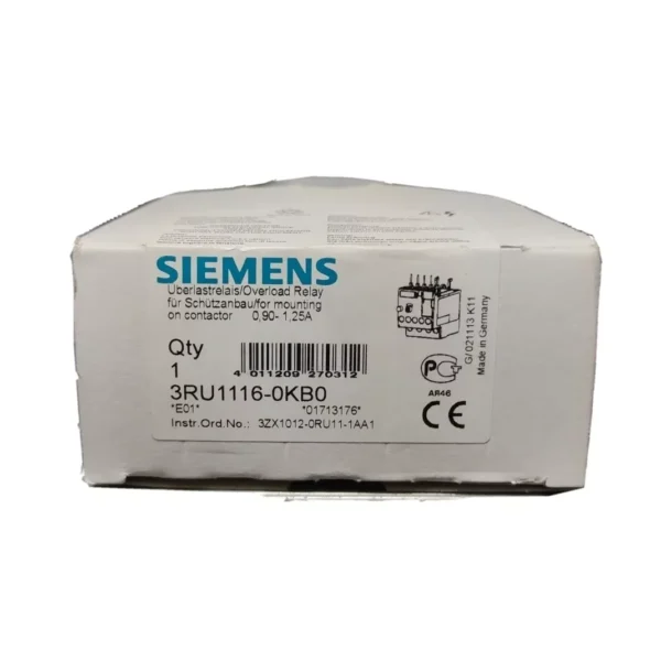 SIEMENS 3RU11160KB0 Relè Termico X S00 0,9-1,25A - immagine 2