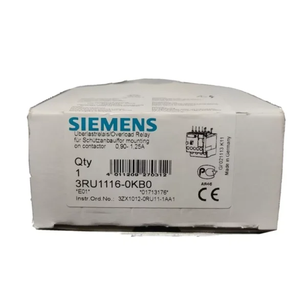 Siemens 3RU11160KB0 Relè termico X S00 0,9-1,25A