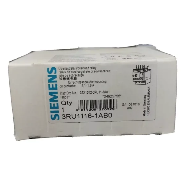 Siemens 3RU11161AB0 Relè termica per S00 Taratura 1,1-1,6A